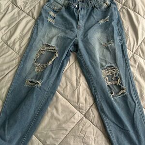 Distressed Blue Jeans